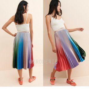 Anthropologie Bethie Pleated Midi Skirt